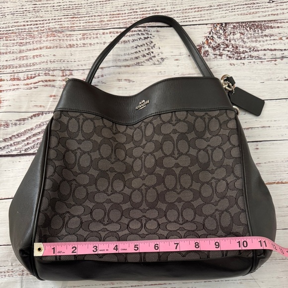 COACH  TOTE F27579 /HAND BAG EUC Black Leather and Canvas. - Picture 9 of 15